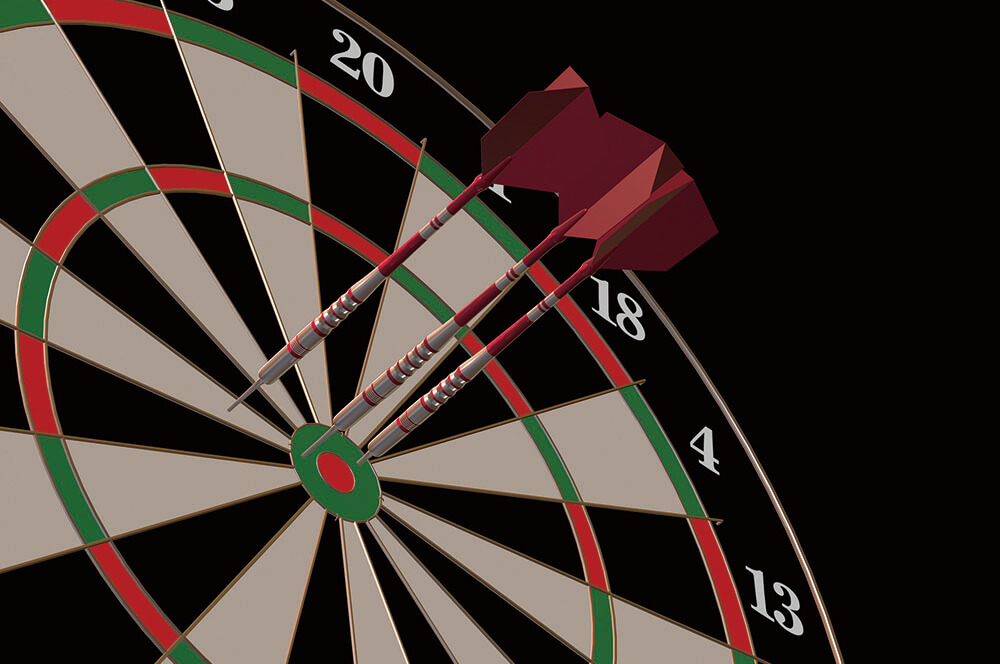 Darts and arrows 3d illustration