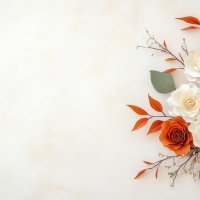 A stunning structured wedding bouquet features dried camellias, preserved ivy, and muted beige roses arranged beautifully.